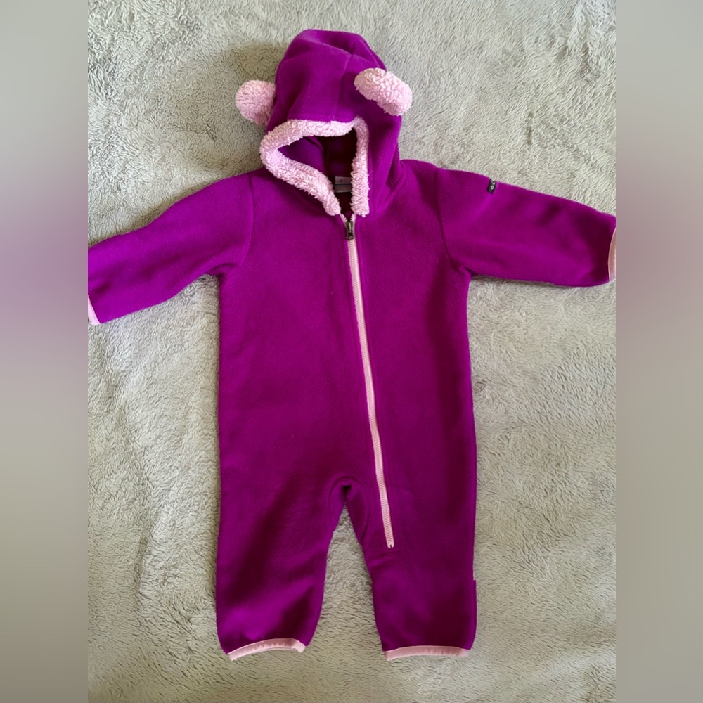 Columbia infant bear bunting 3-6M fuchsia